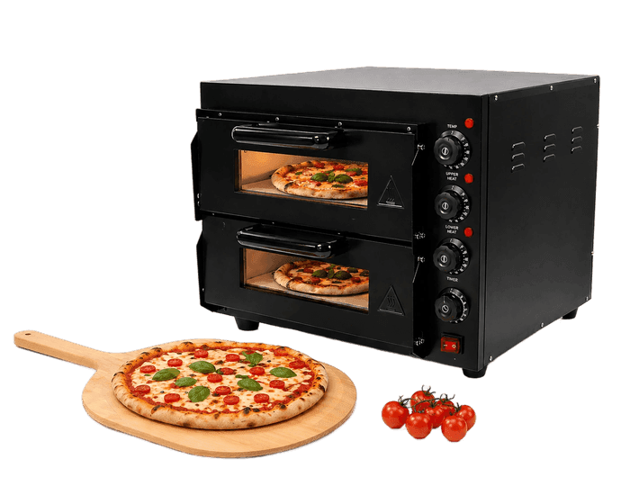 Twin-deck commercial pizza oven