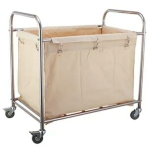 SS Rectangle Laundry Trolley with 360 Degree Rotating Wheels.