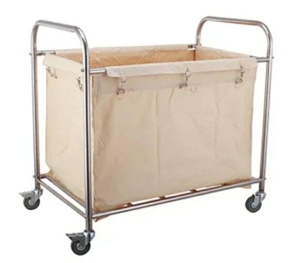 SS Rectangle Laundry Trolley with 360 Degree Rotating Wheels.