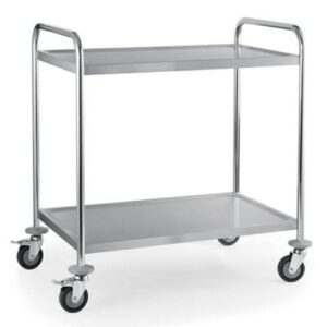 SS Rectangle 2 Layer Service Trolley