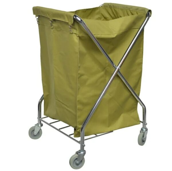 SS Laundry Trolley Square Shaped BIG Size Clothes Sorter with Wheels and Removable Canvas Bag