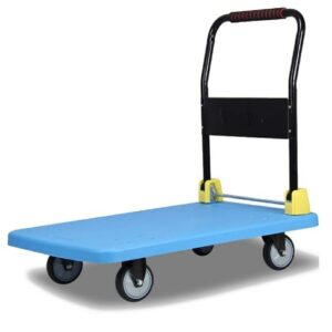 Heavy Duty Foldable ABS Fibre Rectangle Blue Cart Trolley with SS Rod Support ( Size Big)