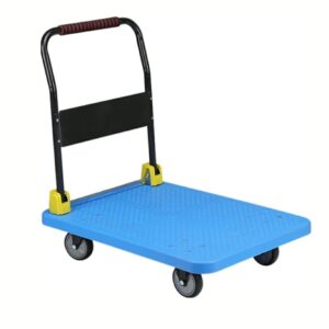 Heavy Duty Foldable ABS Fibre Rectangle Blue Cart Trolley with SS Rod Support ( Size Small)