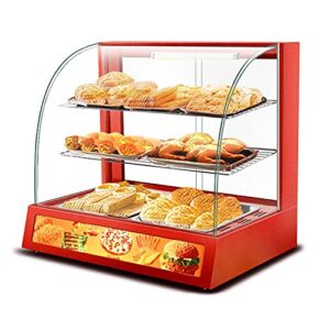 2 Shelf Based Commercial Food Warmer Show Display Insulation Moisture Cabinet (Warming Showcase Size - 66x46x60cm, Color - Red)