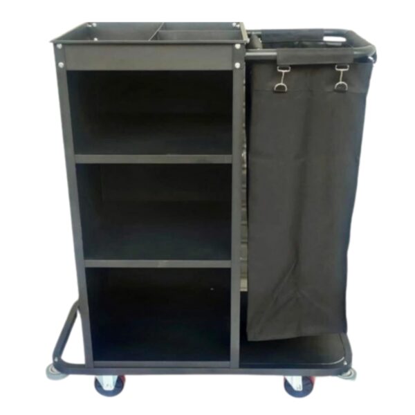 MS Black Housekeeping Trolley Half Size with One Sided Plain Bag.