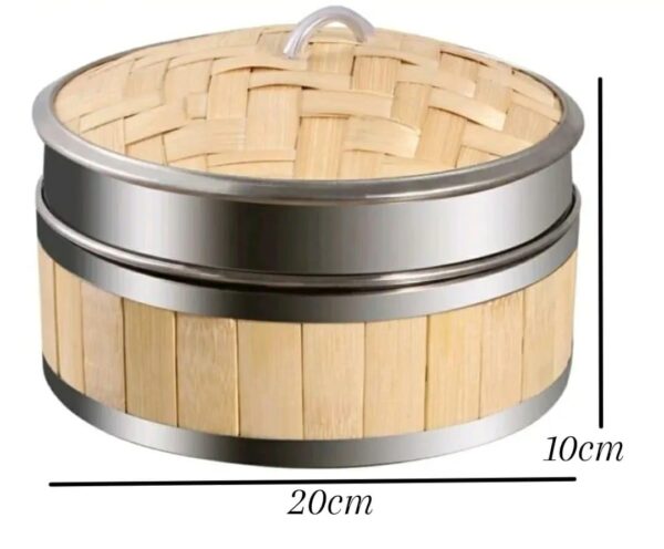 Premium Heavy Duty 20cm Wide SS Ring Dimsum Basket With Lid for Steaming Momos, Dumplings, Bao Buns, Mandus (Size: 8 Inches Diameter Approx)