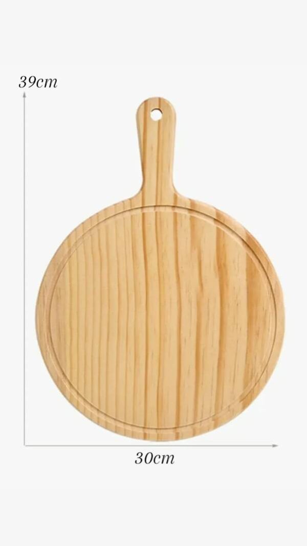 Round Wooden Pizza Bat Food Serving Platter Board Starter Server (Size30cm Wide)