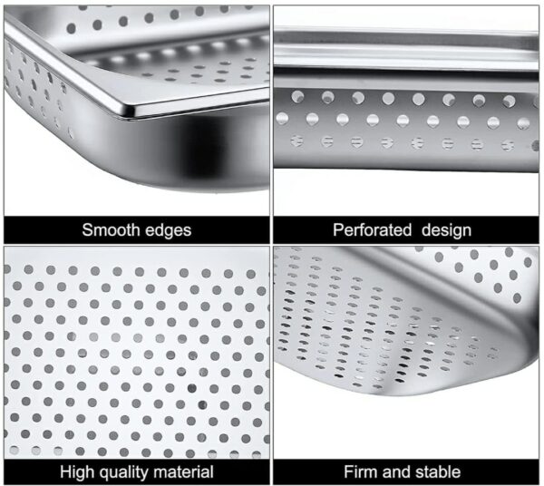 Heavy Duty Perforated SS 1/2 GN PAN (LENGTH x BREADTH: 32.5 x 26.5cm, PAN DEPTH SIZE: 6.5cm )