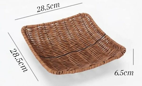 14b. PolyRattan Square Shaped Flower Fruit Vegetable Bread Platter for Ideal Heavy Duty Multipurpose Use (BIG Size28.5x28.5x6.5cm)