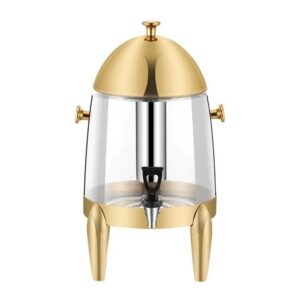 Golden 13L Capacity 2 in 1 (Hot & Cold) Tea Coffee Beverage Dispenser Urn Container with SS Body, Side PC Dome & Stand